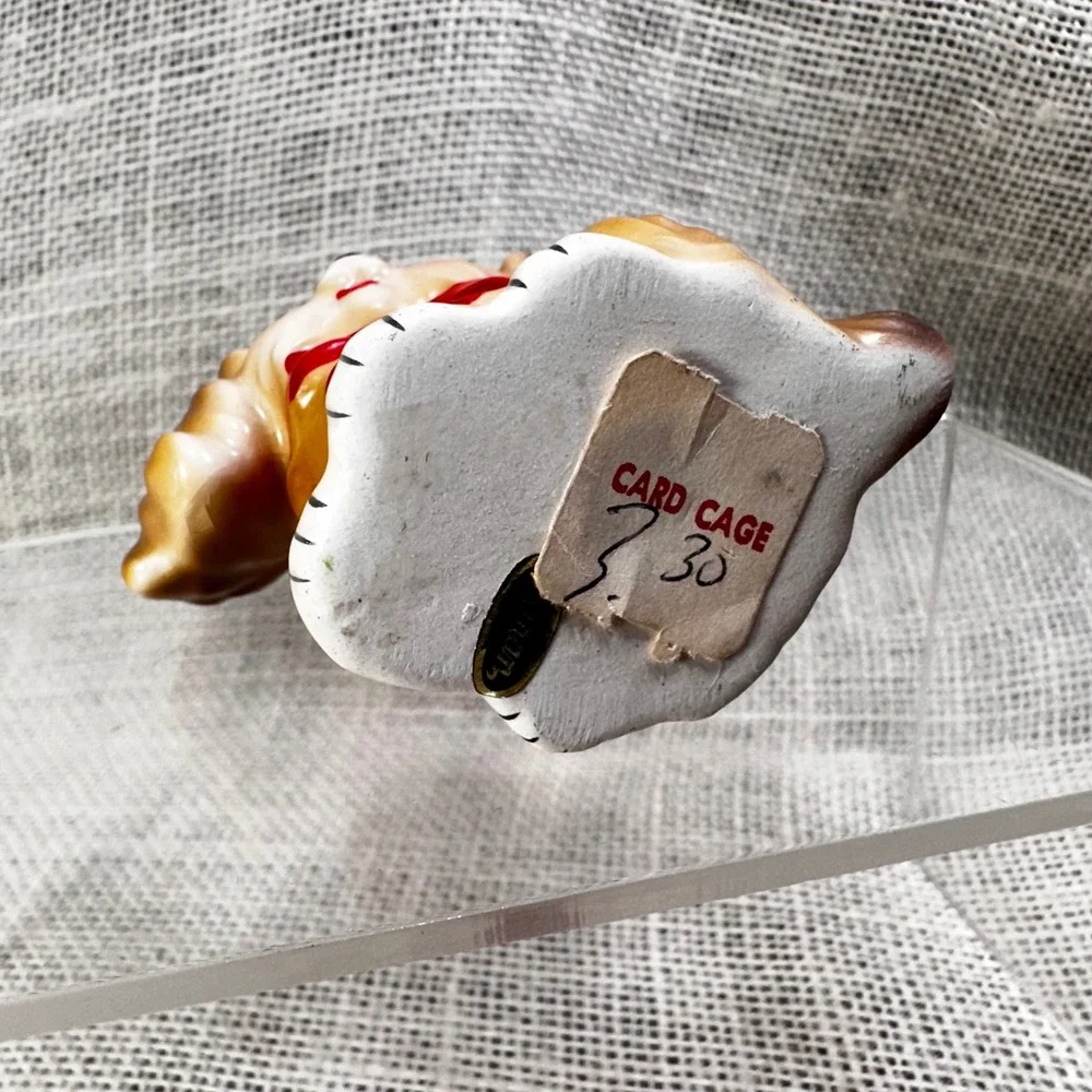 Christmas Dog Figurine Ceramic Santa Hat Red‎ Bow Japan Mid Century Kitsch Vtg